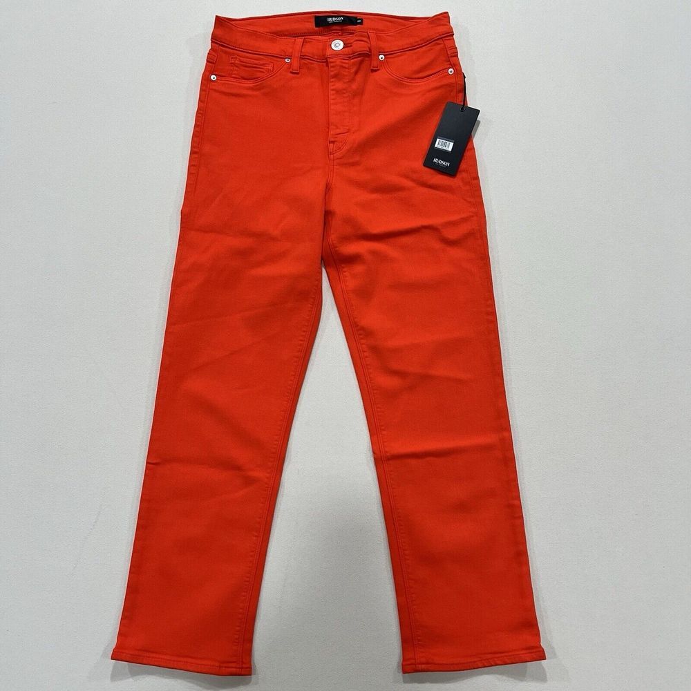 NWT $195 Hudson Barbara Straight Jeans Red Women's 29 Stretch